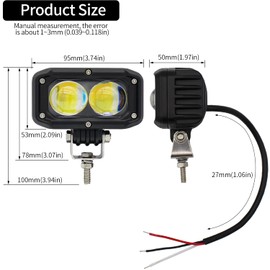 STDYSUN - Luces antiniebla LED de conducción para motocicleta, luces antiniebla de doble color, color ámbar/blanco, 2 unidades de 3.7 pulgadas, luces todoterreno, luces auxiliares de trabajo, para