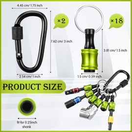 Threlaco 18 Pcs Bit Holder Keychains 3 Pcs 1/4 3/8 1/2" Socket Portable Hex Shank Screwdriver Quick Release Impact Drill Bit Holder 105° Attachment Adapter for Tools Improvement men Gift(Green)