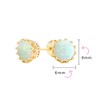 White Created Opal Crown Setting Solitaire Stud Earrings 14K Gold