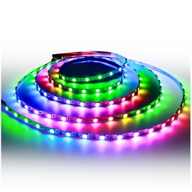Tesfish WS2812B LED Strip Light 5V, 5mm Ultra Narrow RGB LED Pixel Strip 2m 5050 120 LEDs IP30 White PCB Full Color Individually Addressable Smart LED Light Strips for DIY Advertising Decoration
