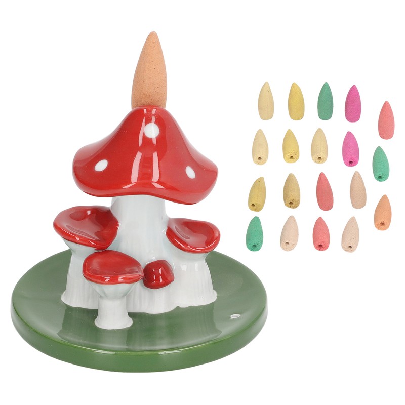 Mushroom Backflow Incense Burners Cute Waterfall Incense Holder with 20