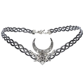 PartyforU Circlet Viking Moon Crown - Viking Braided Vintage Crown for Adult Medieval Renaissance Cosplay Accessories