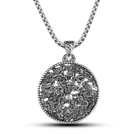 Dankadi Men 100% 925 Sterling Silver Necklace Vintage Design Dragon Pendant Silver Jewelry For Men Gift18 20" 22 "24" 26 "28" Box Chain- Italy (22)