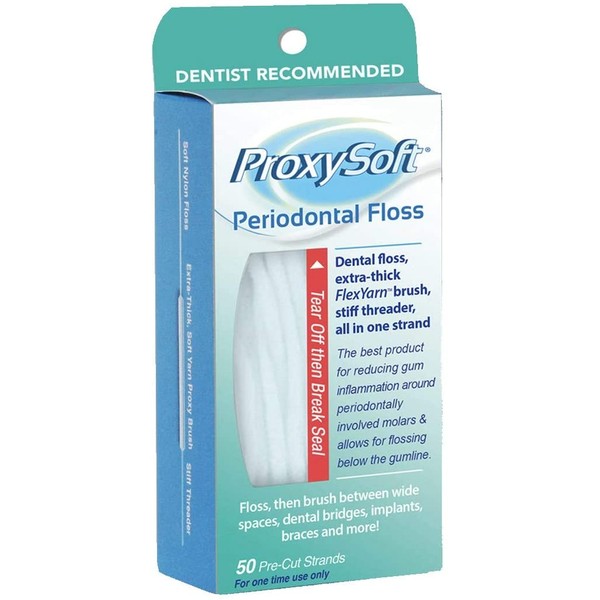 12 Packs of Dental Floss for Braces with Threader and Thick Proxy Brush for Daily Care of Periodontal Disease and Gum Health - Orthodontic Flossers for Braces and Teeth, Periodontal Floss by ProxySoft