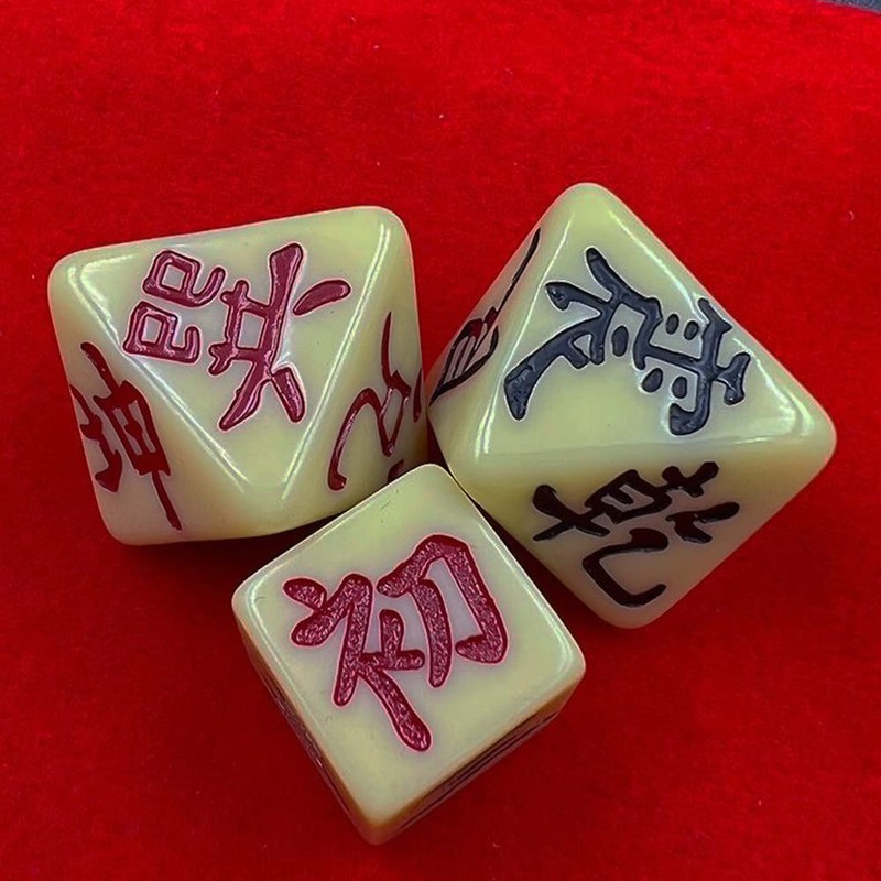 Set of 3, Easy Divination Dice, I Ching, Octahedral Dice,