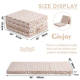 Foldable Floor Mattress for Kids, Toddler Washable Tri Folding Floor Nap Mat for Sleeping Daycare, Child Trifold Futon Sofa Bed with Storage Bag for Girls and Boys