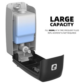 PLUSSEN Soap Dispenser Wall Mount Adhesive Commercial Soap Dispenser 800ml No Drill Hand Sanitizer Dispenser for Bathroom Support Liquid and Gel,Black-PN9088