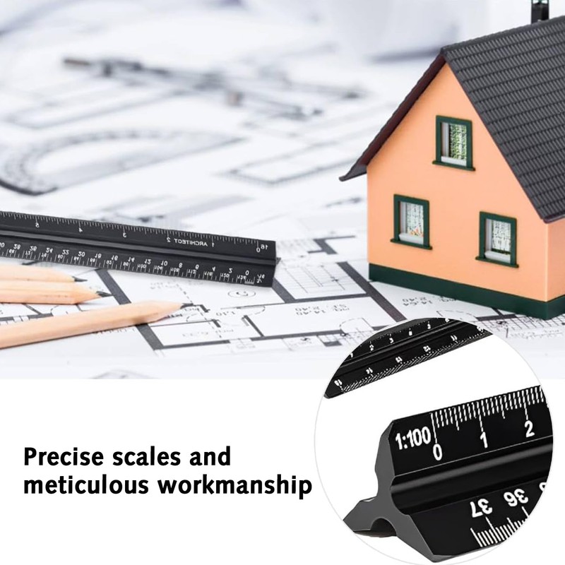 Imperial Architectural Scale Ruler,Standard 12 Inch Triangular Scale Ruler,Architectural Scale