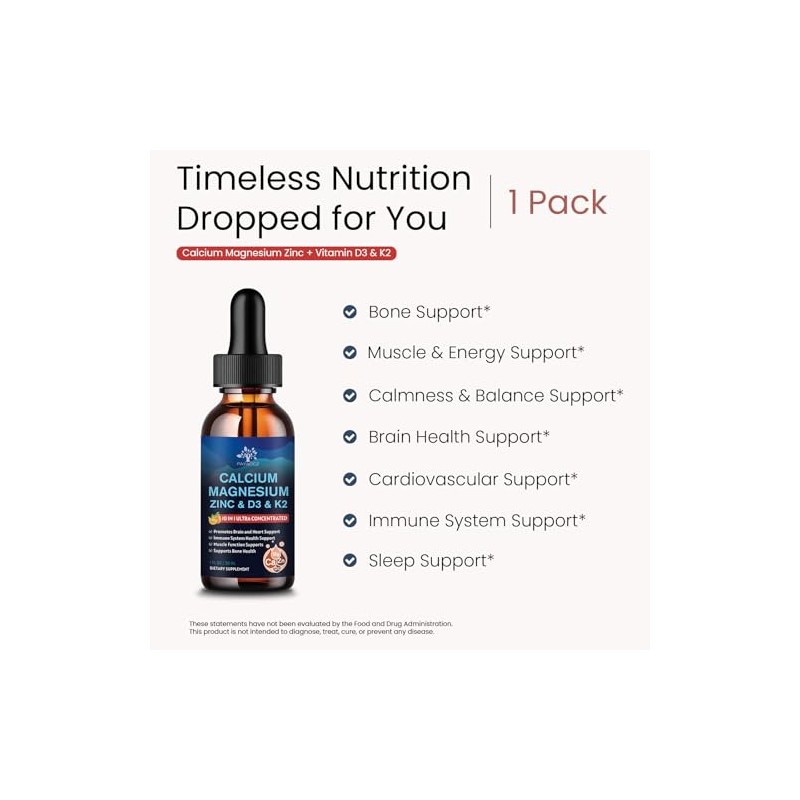 (2 Pack) 10 in 1 Magnesium Calcium Zinc Supplement with
