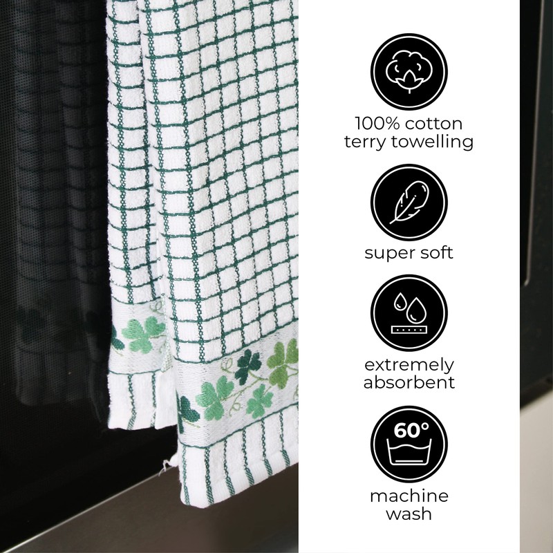 Samuel Lamont Poli-Dri Tea Towel Geschirrtuch, Baumwolle, Kleeblattgrün, Einheitsgröße