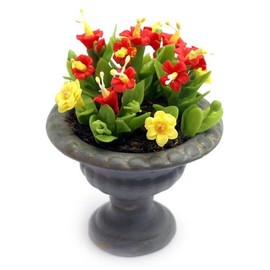 MyTinyWorld Dolls House Miniature Red and Yellow Flowers in Roman Urn