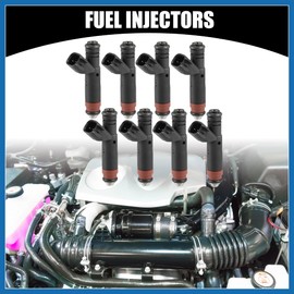 A ABSOPRO Inyector de combustible – Inyectores de combustible interior de coche – para Ford Explorer 2006-2010 metal negro – 8 piezas de repuesto