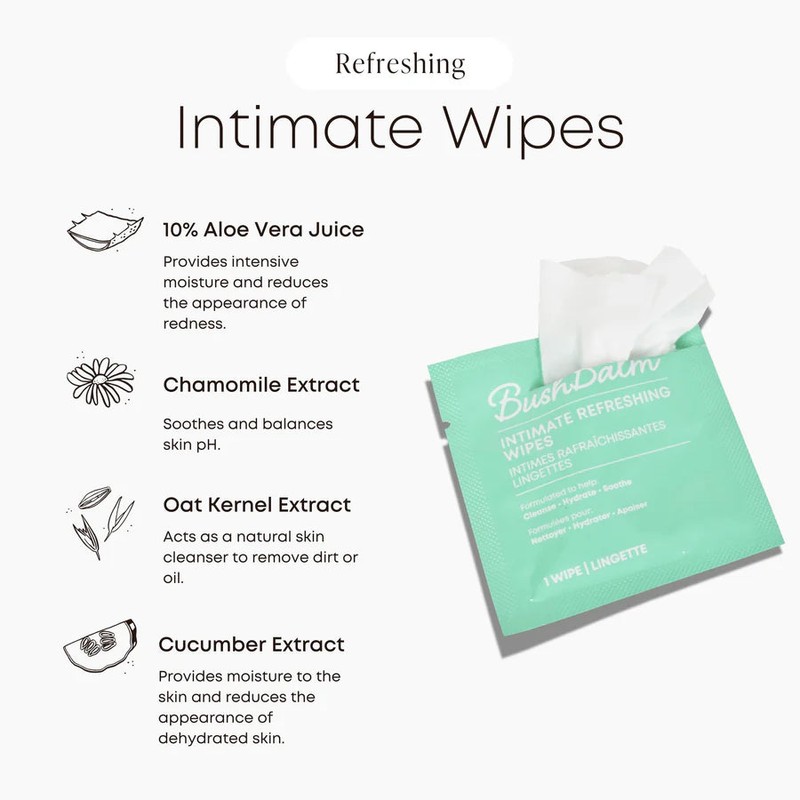Bushbalm Intimate Refreshing Wipes, 15 Wipes