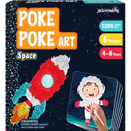 jackinthebox Poke Poke Art para niños - Tema espacial, kits de prensado de flores, arte y manualidades de tela sin ensuciar, regalo para niños y niñas de 4, 5, 6, 7, 8 años