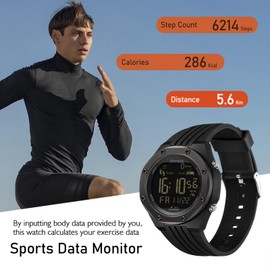findtime Mens Sports Watch Military Watches for Men Waterproof Watches for Men Digital Watches for Men Tactical Watch Mens Digital Watches Pedometer Step Calories Distance Counter for Sports, Black