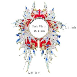 rabithenn Chinese Red Peacock Pearl Lace Cloud Collar Shawl Wrap Shoulder Scraf for Mamian Skirt Hanfu Handmade Shoulder Accessory (Red Peacock Pearl)