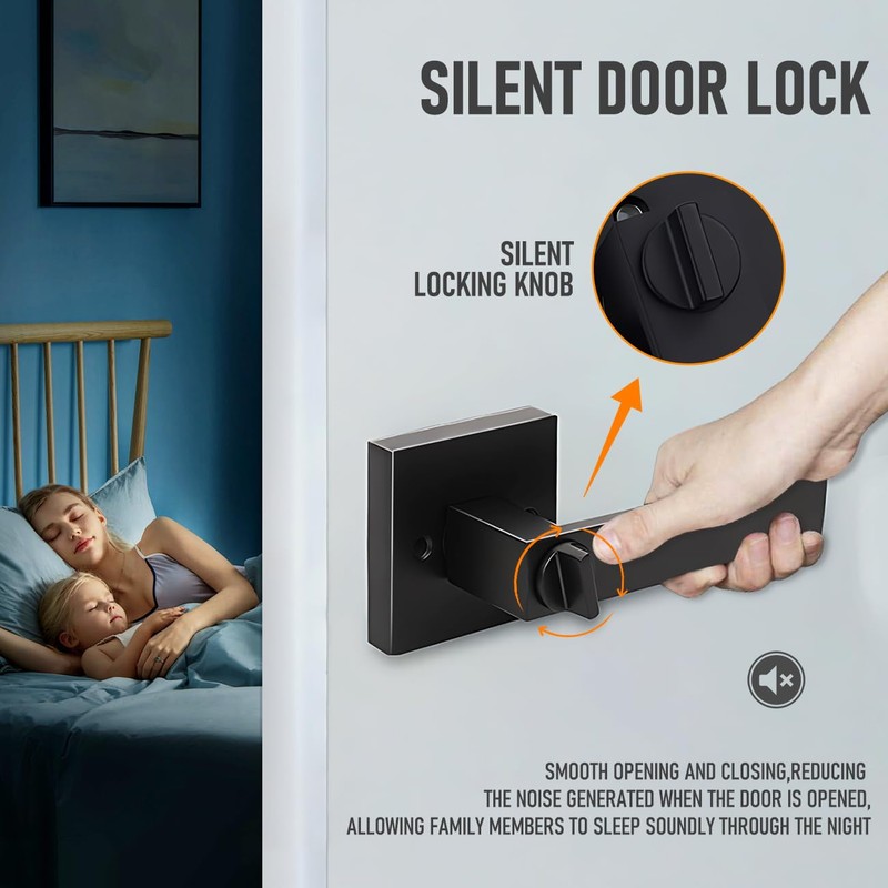 Aumerage Privacy Door Handle with Key - Heavy Duty Interior