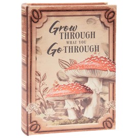 The Bridge Collection 'Grow' Decorative Book Box - Inspirational Mushroom-Themed Faux Book Hidden Storage - Book Shaped Trinket Box - Coffee Table Decor