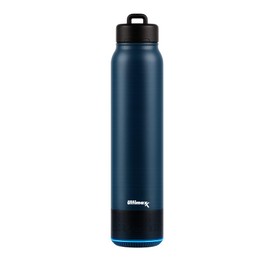 Ultimaxx Vacuum Insulated Premium Water Bottle with Bluetooth Speaker - Steel Double Wall Design, Lights, Lid Lock, Convenient Drinking Spout & Carry Handle (700ml/23.6 oz) - Blue