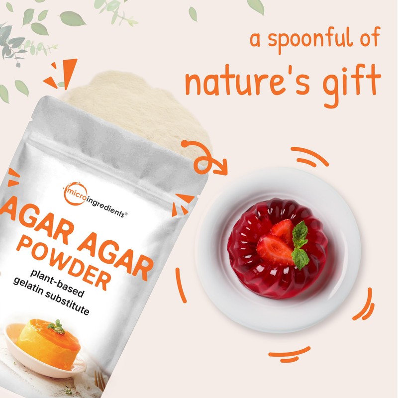 Agar Agar Powder, 1lb (16oz) | Planted-Based Source from Red