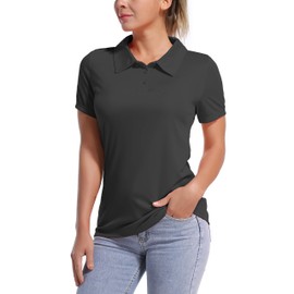 BUBBLELIME Women's Short Sleeve Polo Shirts UPF 50+ Quick Dry Moisture Wicking - Polo Neck Short Sleeve_SHADOWCHARCOAL Medium