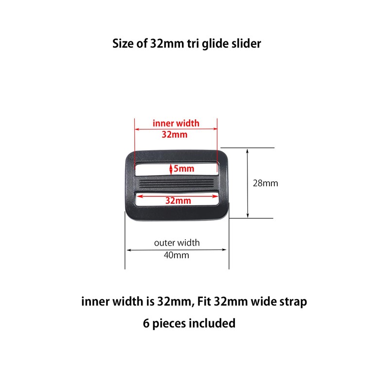 Ahijklmn Tri Glide Slides Plastic Adjustable Webbing Bar Slide Strap