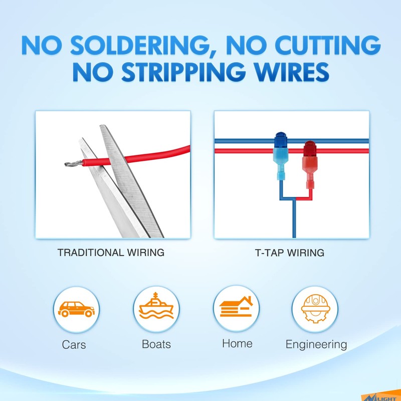 Nilight 360PCS T-Tap Wire Connectors Self-Stripping Quick Splice Electrical Terminals