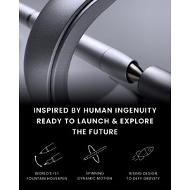 novium Hoverpen Future - Luxury Fountain Pen & Rollerball Pen All-In Gift Box, Schmidt Nib (Fine), Converter, Extra Refill, Aerospace Metal, Best Pen Gift Set for Men & Women (Frost Silver)