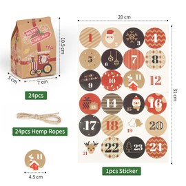 Luckboat 24Pcs Christmas Candies Treats Boxes, Xmas Kraft paper Candy Boxes Christmas Party Treat Cookie Goodie Snack Gift, Christmas Cookie Boxes for Gingerbread Goodie Snacks with tags