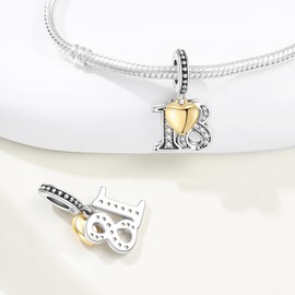 PANPOKI Number Charm for Bracelet & Necklace, Sterling Silver 925 with Cubic Zirconia & 18K Gold Plated Heart, Anniversary Birthday Age Gift (10 13 15 16 18 20 21 25 30 40 50 60) (Number 18)