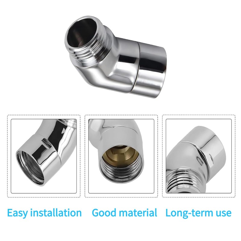 2 Pcs Shower Head Adapter, 135° Solid Brass Shower Elbow
