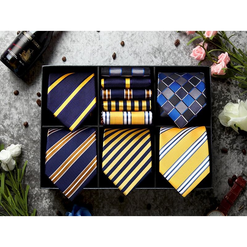 HISDERN TA5-01S Set of 5 Ties and Pocket Squares for