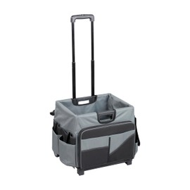 ECR4Kids Universal Rolling Cart with Canvas Organizer Bag, Mobile Storage, Black/Grey
