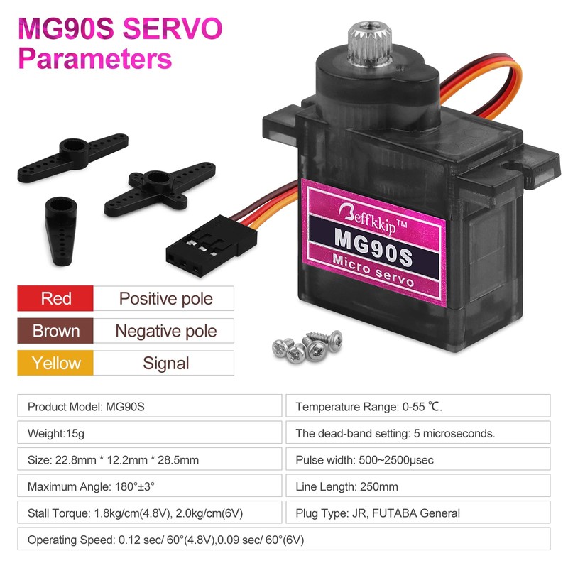 Beffkkip 12PCS MG90S 9g Micro Servo Motor Metal Gear for