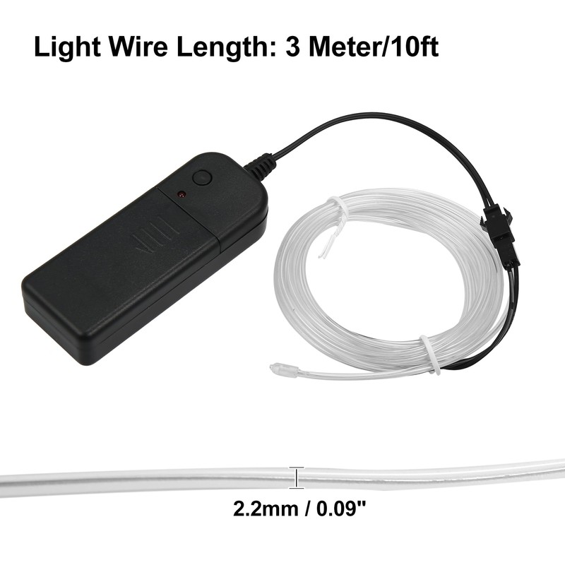 X AUTOHAUX 3 Meter/10ft Neon EL Wire Strip Ice Blue