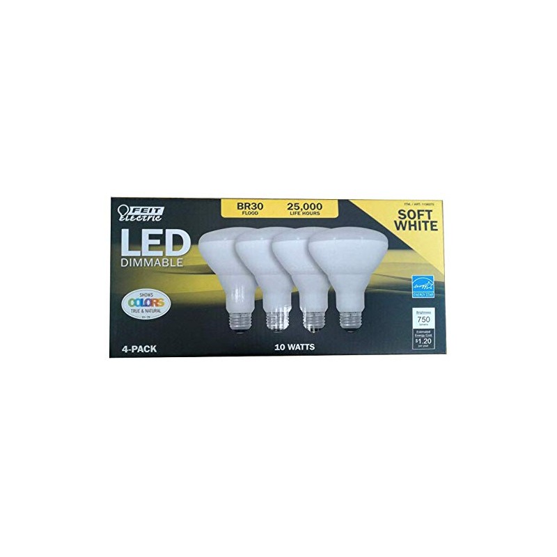 Feit LED Dimmable BR30 Flood Soft White Bulbs 65 Watts,