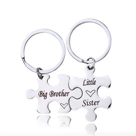 Brother Sister Keyring Gifts for Brother Sister Birthday Christmas Gifts for Women Men Big Brother Little Sister Gifts for Sis Bro Matching Keyrings Gift for Sister Brother Matching Sibling Gifts 2pcs