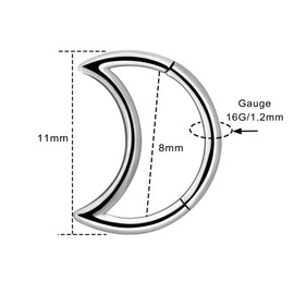 OUFER 16G Titanium Moon Daith Earrings Piercings Left& Right Ear Helix Cartilage Hinged Septum Clicker Ring Rook Tragus Hoop