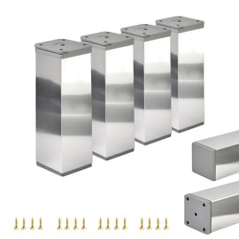 Furniture Feet, Metal Table Legs, Height Adjustable, Sofa Feet, Aluminium Profile, Pack of 4, 40 x 40 mm