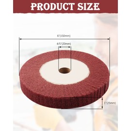 6 Inch Bench Grinder Polishing Wheel, 320 Grit Tight Weave Durable Polishing Burnishing Wheel, Great for Refurbishing Golf Clubs Metal Copper, WENHUALI Perfect Size 1" Thickness for 0.8" Arbor(Red).