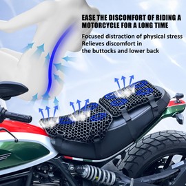 motorcycle gel seat cushion Front and Rear Combo Kit－Soft Rubber Material Motorcycle Seat Cushion Pad, Cool and Breathable Travel Seat Cushion, Honeycomb Structure Seat Cushion，with seat cover