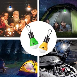 Linterna LED para tienda de campaña, portátil, impermeable, para exteriores, funciona con pilas con gancho de clip, súper brillante, para senderismo, fiesta, camping, pesca, fallo de energía (4 paquetes, negro)