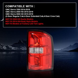 ALLGOOD Tail Light Assembly w/o Bulbs, Compatible with GMC Sierra 1500 2014-2018/Fit GMC Sierra 2500 HD 2015-2019/Fit GMC Siera 3500 HD 2015-2019, Right Rear Light Taillamp Brakelight Passenger Side
