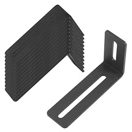 12 Pack Black Adjustable Corner Brace, Slotted L-Shape Steel Joint Right Angle Brackets for Holding, Mounting, Fixing, ⅛'' Thickness, 44 lb Max Load, 4''x 1.18''x 2.36''(L x W H) (Lzmx-yi jiao ma)