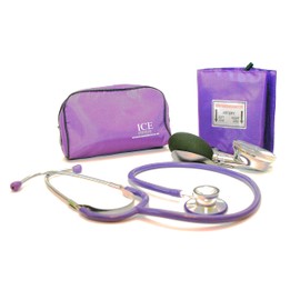 Aneroid Purple Sphygmomanometer with 1 Adult Cuff and Purple Stethoscope - Blood Pressure Monitor Kit