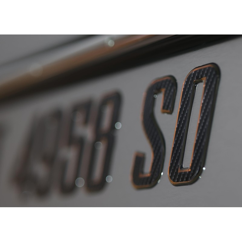 Boat Registration Stickers - Domed Carbon Fiber Numbers with Bronze
