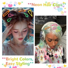 Neon Accessories Snap Hair Clips for Women Girls 20Pcs 5 Styles