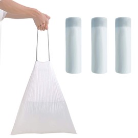 MinniLove Garbage Bags, Handle-type Drawstring, 60 Pieces, Translucent, Large Capacity, Leak Proof, Upgraded, Thick, Durable, Auto Close, Hygienic and Handless, Convenient, Use for Kitchen, Office, Home, Bathroom, Hotel, Etc. (45 x 50 cm (Pack of 60)