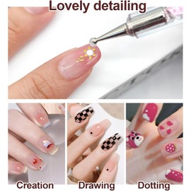 5 Piezas Juego de Herramientas de Punteado, Bolígrafo para Decoración de Uñas, Pintura DIY Design Nail Art 2 Way Dotting Pen Tool Nail Art Tip Dot Paint Manicure kit