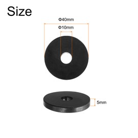 QUARKZMAN Pack of 8 Rubber Washers Rubber Spacer 40 mm Outer Diameter 10 mm Inner Diameter 5 mm Thick Rubber Spacer Round Spacer Sleeves for Home Car Accessories Black